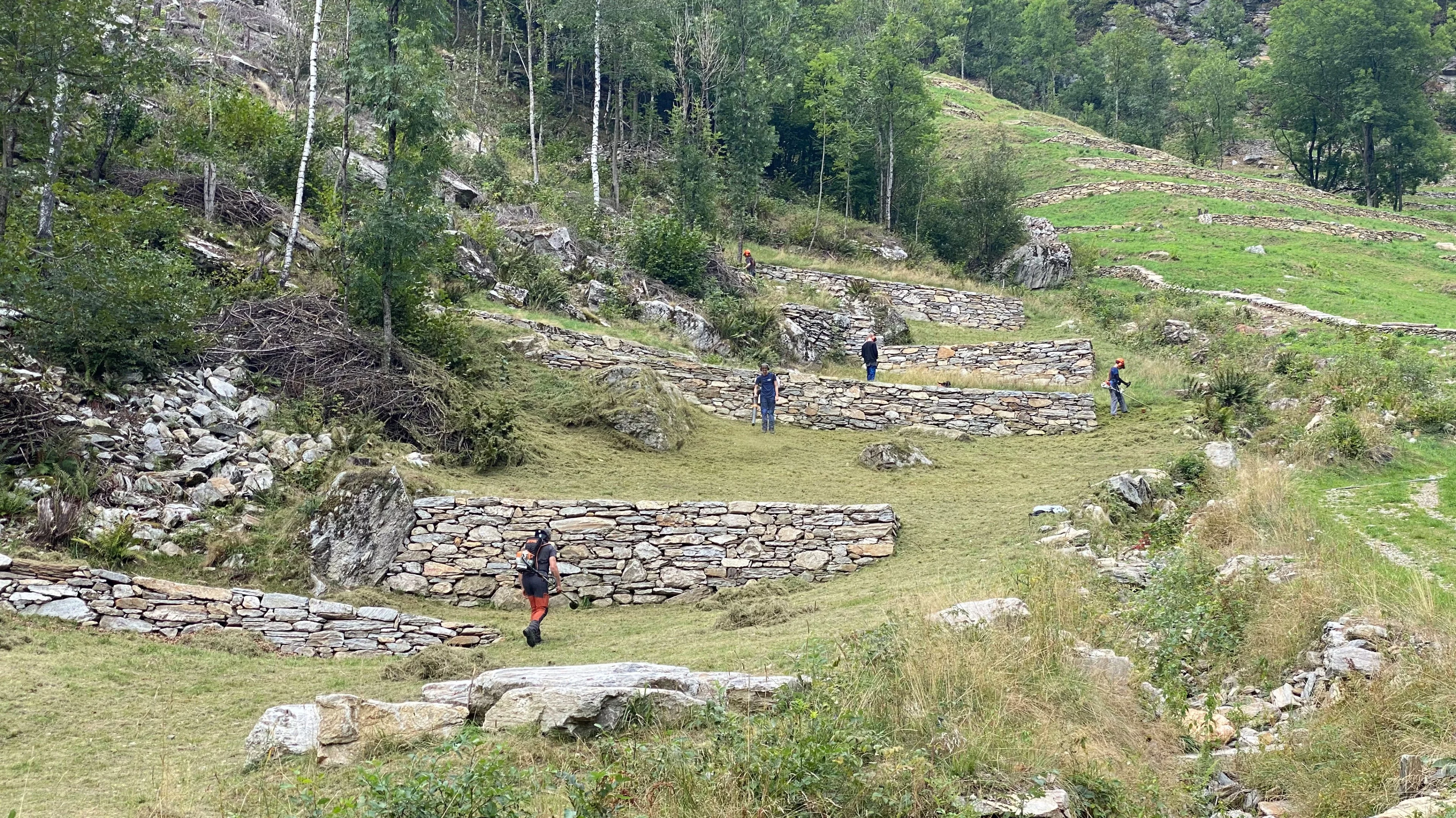 Die Lehrlinge an einer der vier Baustellen im Calancatal