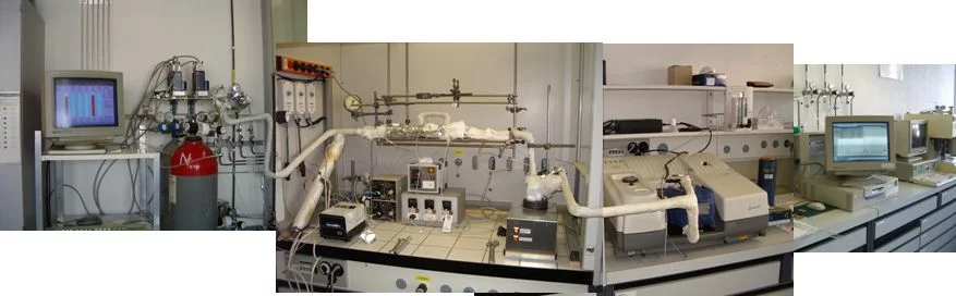 Model gas test bench for test of catalyst-coated monoliths